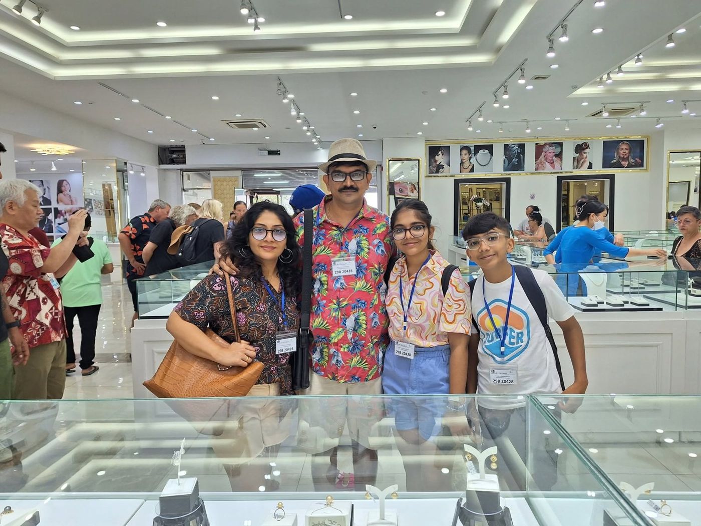 The family at a pearl farm showroom